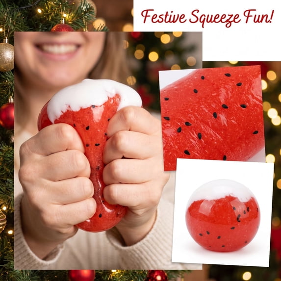 Christmas Squishy Toy Squeeze Ball, Ultra-Soft Slow Rising Stress Relief Fidget Sensory Toy, Desk Decor for Office Home Classroom Travel, Holiday Party Favors Stocking Stuffers Christmas Gift