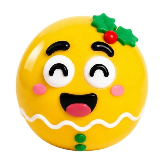 Christmas Squishy Toy with Diy Changeable Expressions and Holly Design, 1-Pack, Yellow, for Relaxation, Squeeze Toy