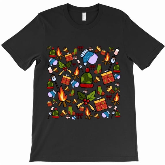 Christmas St. Nick Claus Funny Holiday Pattern Graphic T-Shirt - USA Printed - Breathable Material G9990, Up to 5XL