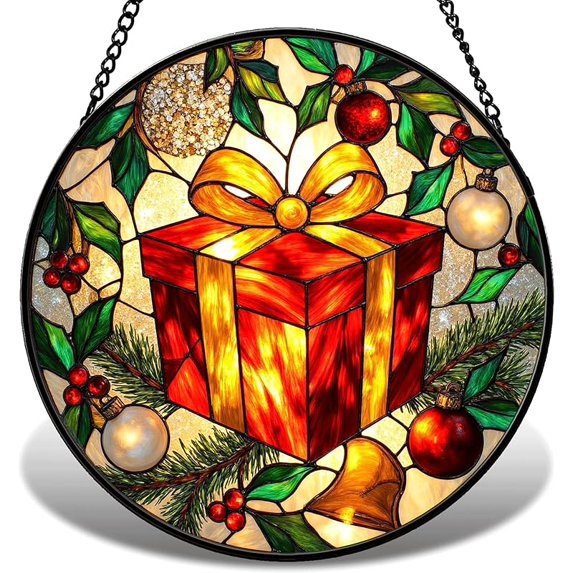 Christmas Stained Glass Window Hanging, Snowman Suncatcher with ...