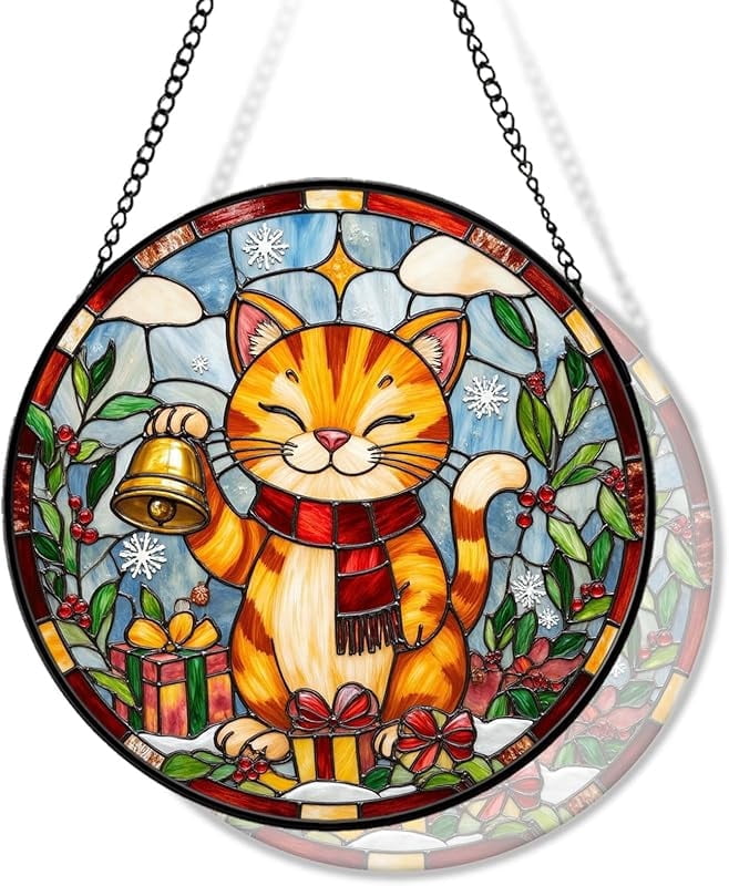 Christmas Stained Glass Window Hanging, Snowman Suncatcher with ...