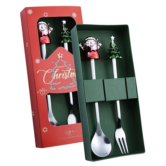 Christmas Stainless Steel Spoon Set; Coffee Lover's Silverware;Festive Decorative Tableware Gift;Versatile Holiday Serving Spoons