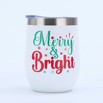 Christmas Stainless Steel Wine Tumbler, 12 oz Insulated Wine Tumbler Funny Tumbler with Lid, Straw and Brush Insulated Wine Cups for Holiday Xmas Wedding Party Gifts