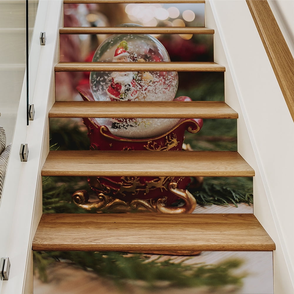 Christmas Stair Riser Decals – Christmas balls 3D Stair Stickers - Removable Tile Decals for Stair Risers - Peel and Stick, 39.3Inch x 7.08Inch
