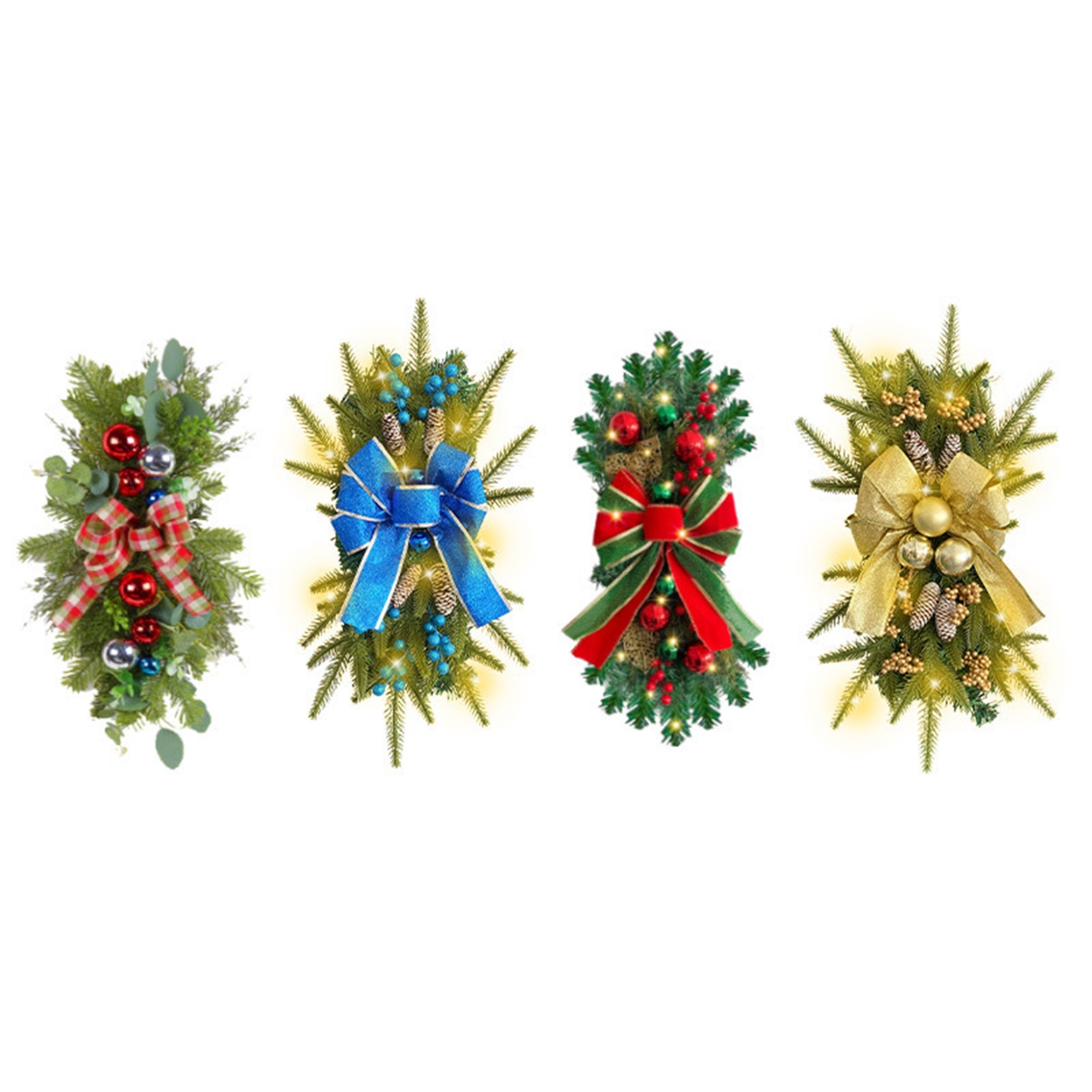 Christmas Stairway Swag Hanging Staircase Teardrop Garland Door Wreath 