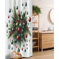 thumbnail image 1 of Christmas Stall Shower Curtain, Holiday Season Botanical Themed Pine Branches Snowflakes Stars Balls, Fabric Bathroom Decor Set with Hooks, 36" W x 72" L, Hunter Green Vermilion, 1 of 2