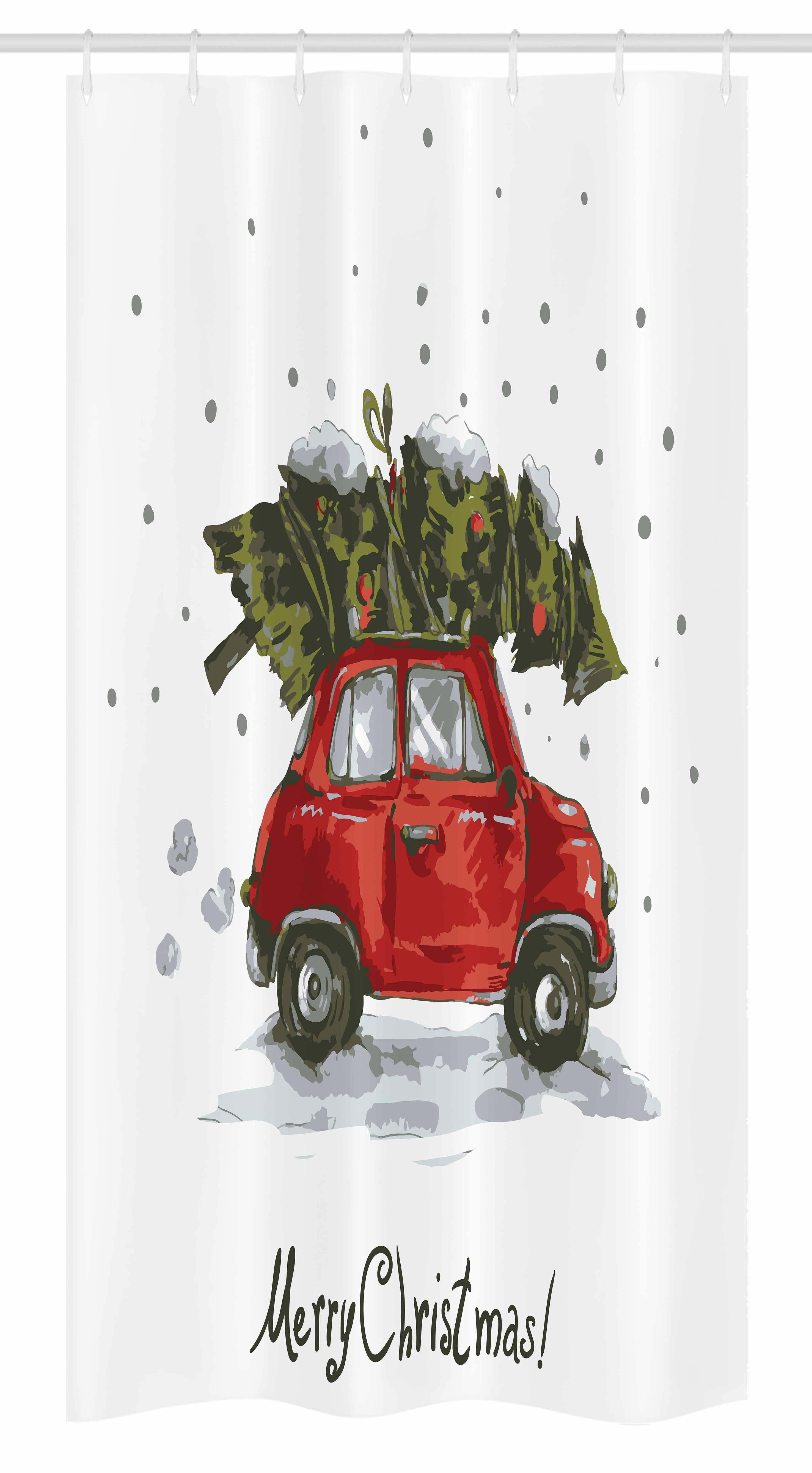 Christmas Car with Tree Print Fabric Shower Curtain