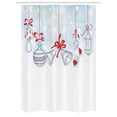 thumbnail image 1 of Christmas Stall Shower Curtain, Retro Style Famous Socks for Toy and Candy Bells and Snowflake Graphic Design, Fabric Bathroom Set with Hooks, 54W X 78L Inches, White Red, by Ambesonne, 1 of 1