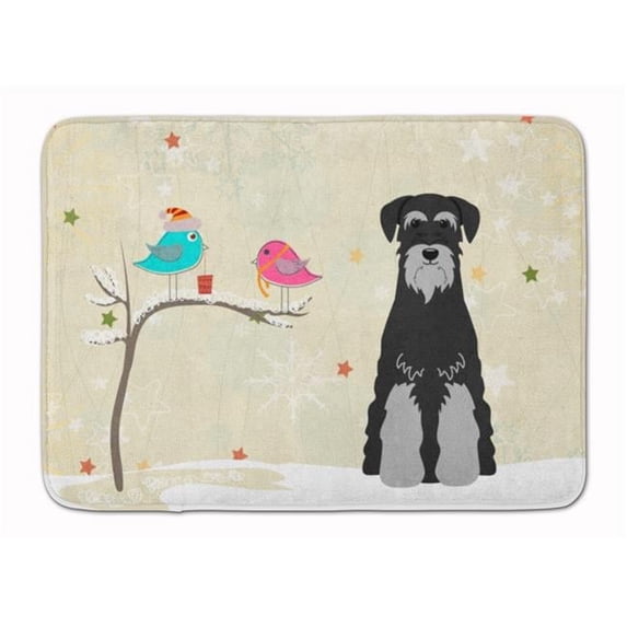 Christmas Standard Schnauzer Black & Grey Machine Washable Memory Foam Mat