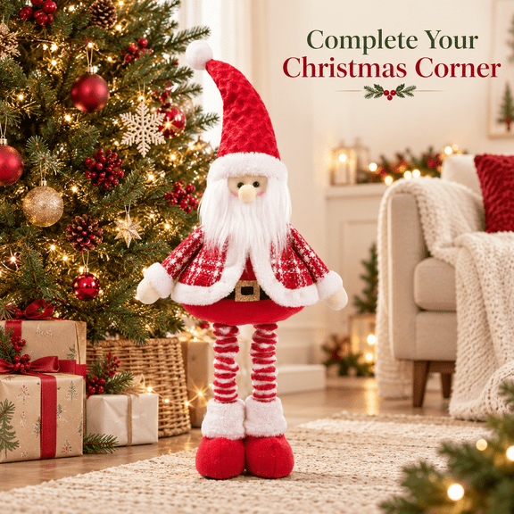 Christmas Standing Decorations Telescopic Length Santa Claus Snowman Reindeer Ornaments Fireplace Home Holiday Decor