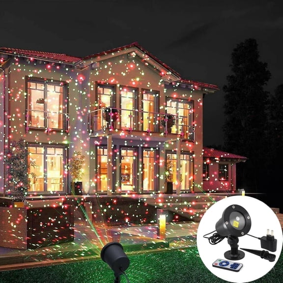 Christmas Star Green and Red Projector Lights LED Moving Landscape Spotlight  with Remote Waterproof for Home Garden Decor