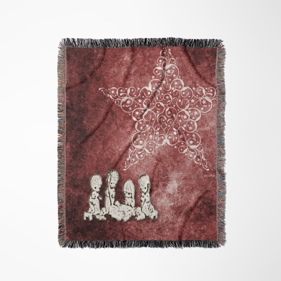 Christmas Star Over Nativity, Woven Blanket