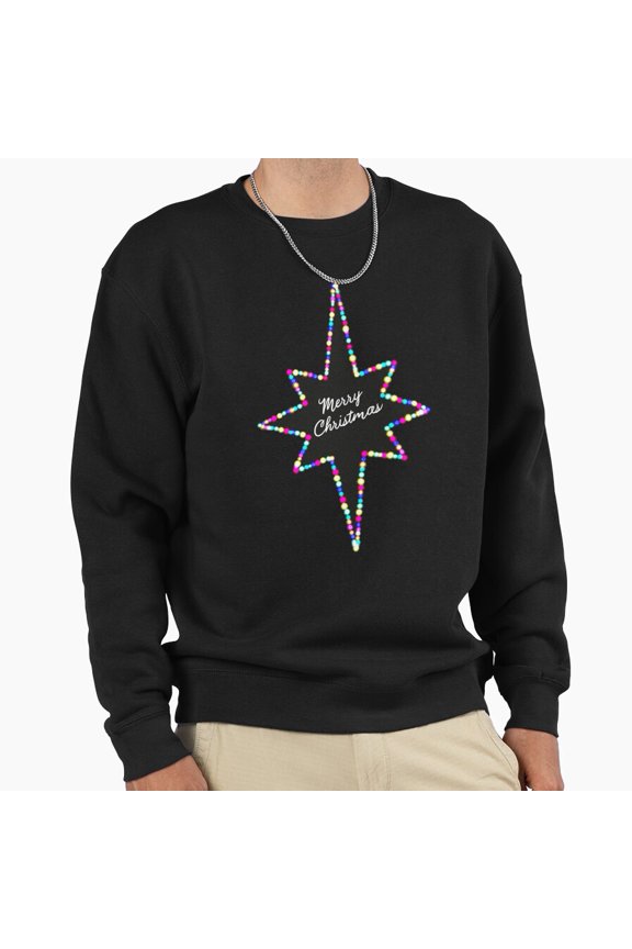 Christmas Star Shining Lights Graphic Unisex Sweatshirt Retro Vintage Holiday G14406, Up to Size 5XL