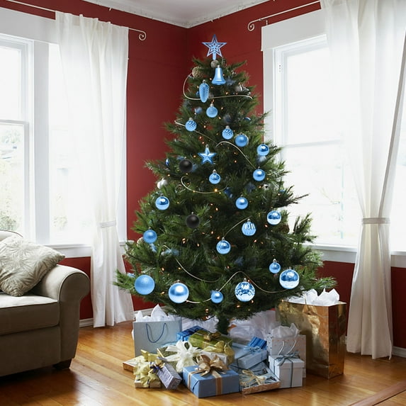 Christmas Star Tree Topper 45PCS Christmas Set Painted Shaped Christmas Tree Ornament Plastic Tree Top Star Ornament Tree Toppers Christmas Decorations