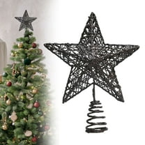 Christmas Star Tree Topper,7.5 Inches Black Metal Christmas Tree Topper Wire Star Treetop Sparkle Xmas Decoration for Christmas Tree Ornament Indoor New Year Holiday Party Supplies