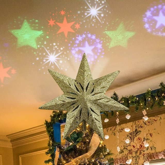Christmas Star Tree Topper. 8 Inches Christmas Tree Star with Projector