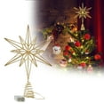 thumbnail image 1 of Christmas Star Tree Topper 9.84 Inch with LED Lights Battery Operated Glittering Hollow Out Design for Xmas Tree Decorations Home Party Festive Holiday Ornament Shimmering Decor(Battery Not Included), 1 of 5