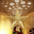 thumbnail image 1 of Christmas Star Tree Topper with Built-in Led Snowflake Projector Lights Hollowed Pentagram Tree Topper,Plug in Christmas Tree Ornament for Indoor Office Xmas New Year Holiday Tree Decoration, 1 of 8