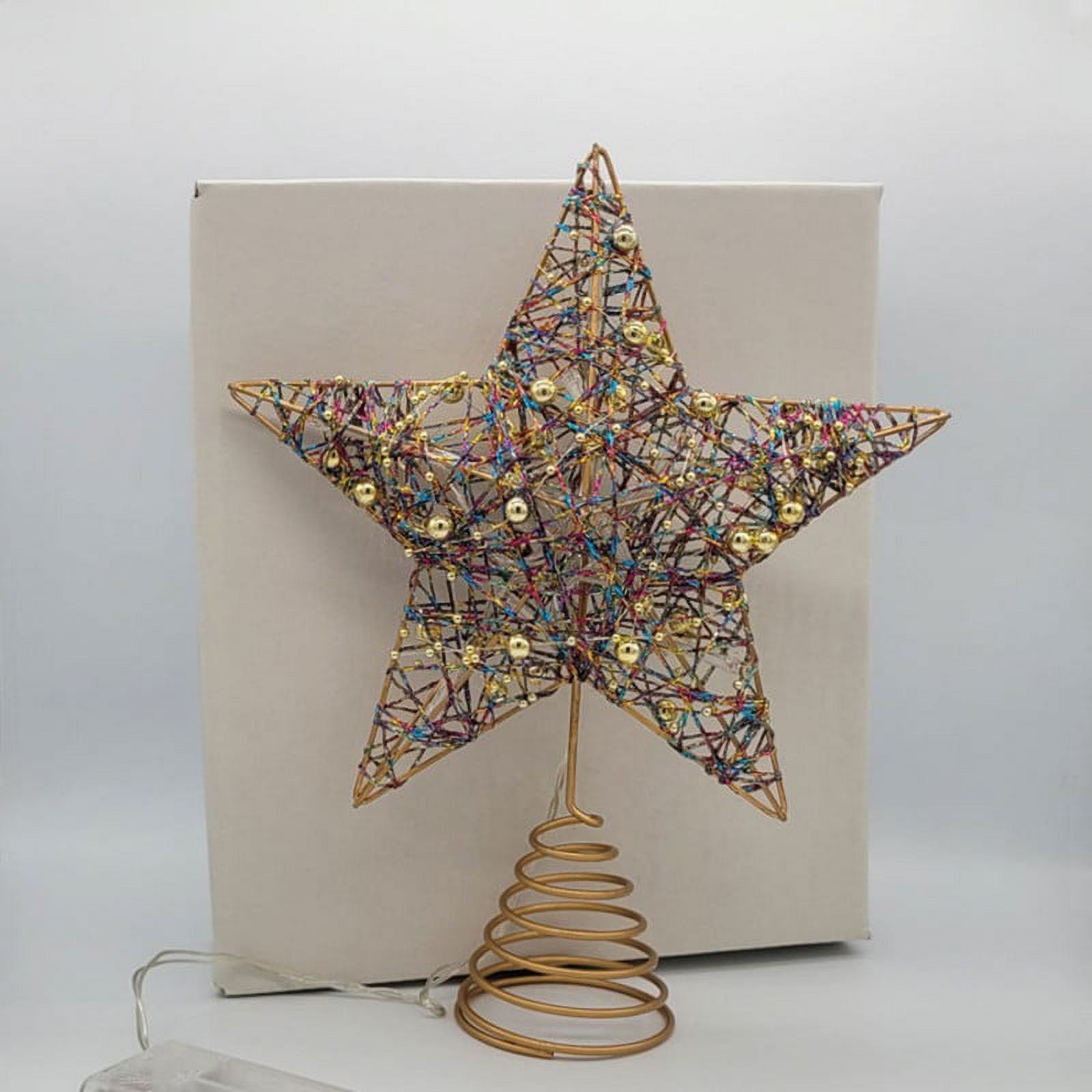 10'' Gold Metal Star Christmas Tree Topper with LED Lights