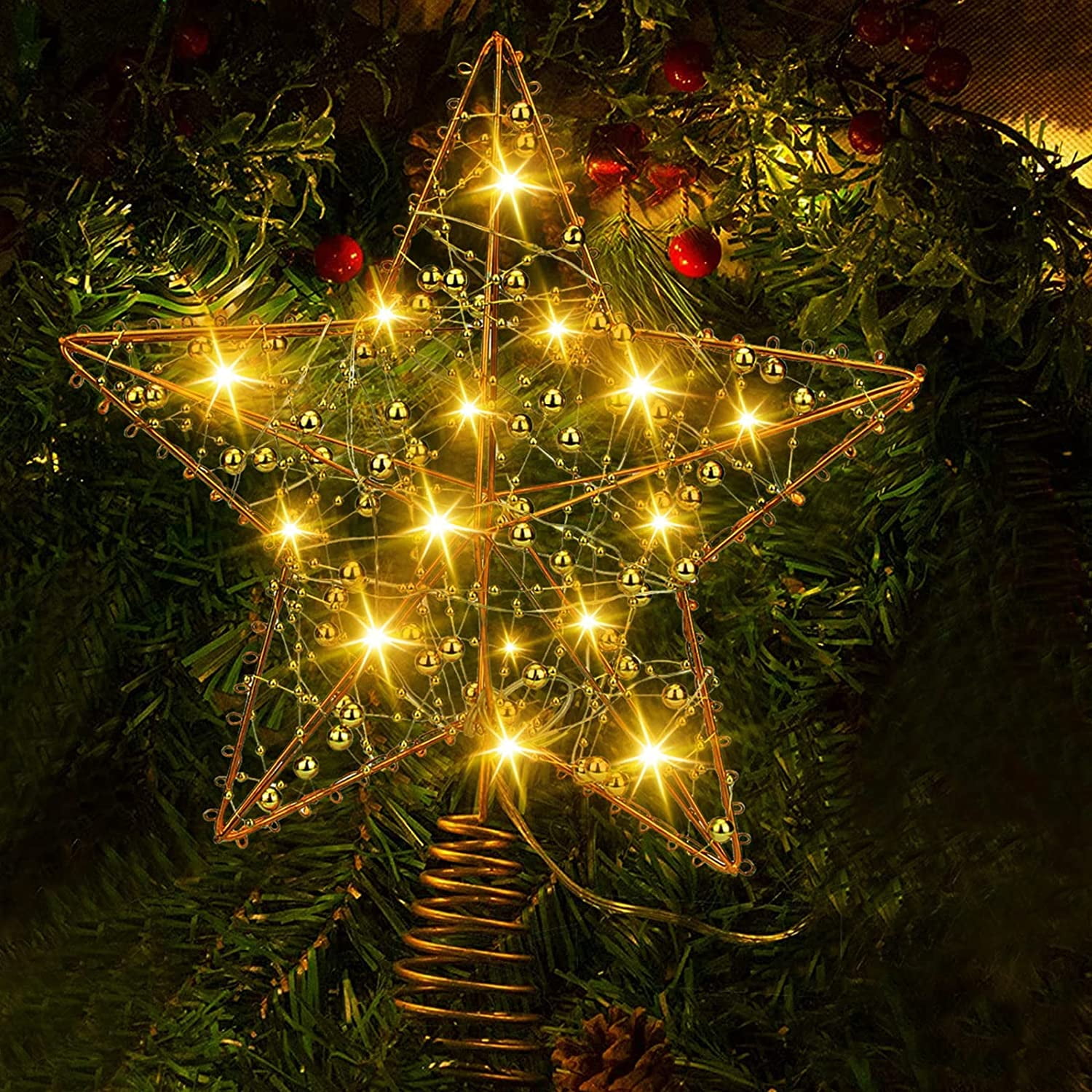 Christmas Star Tree Topper, Christmas Tree Star Topper with Lights and