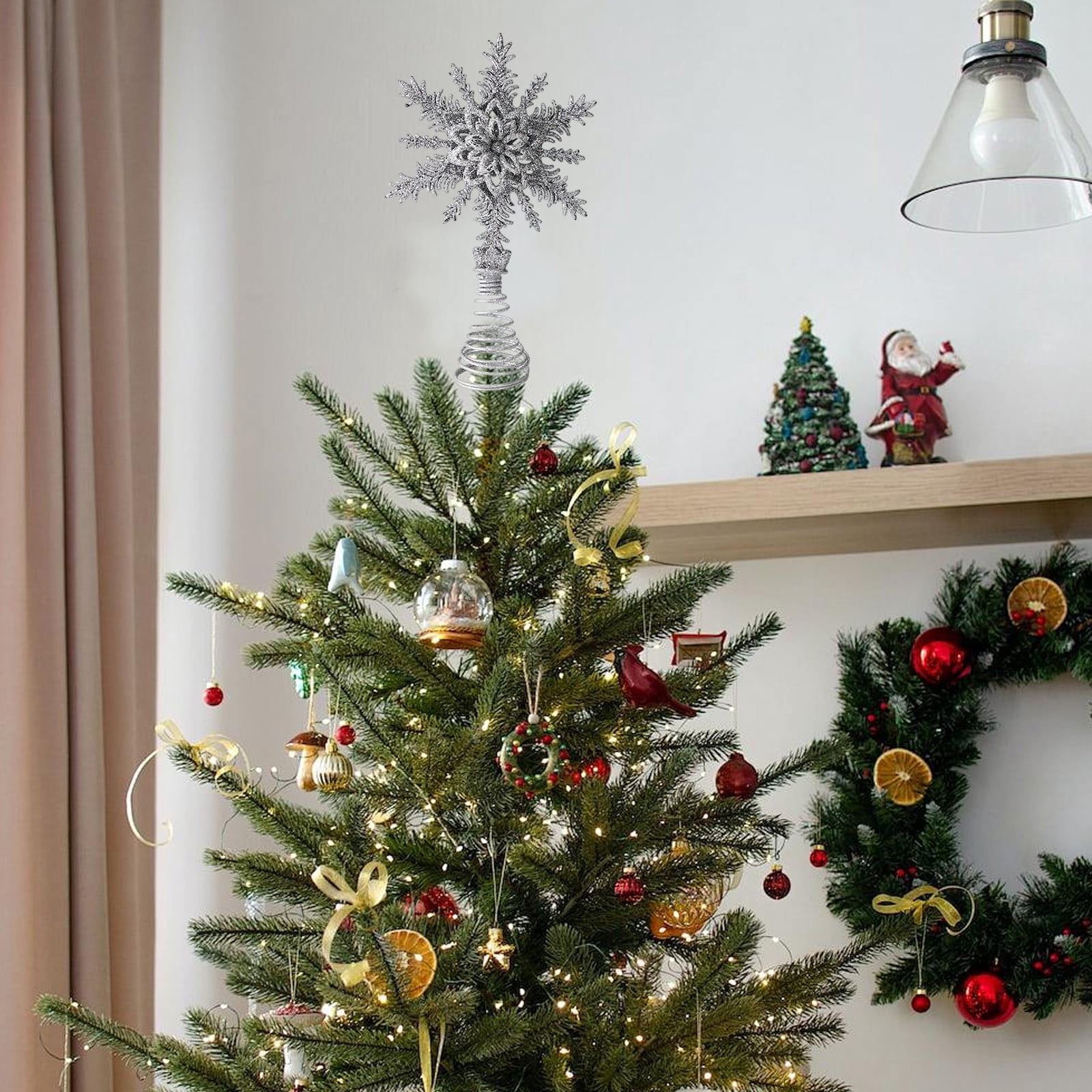 Christmas Star Tree Topper Glitter Ornament - Iron Christmas Tree Top ...