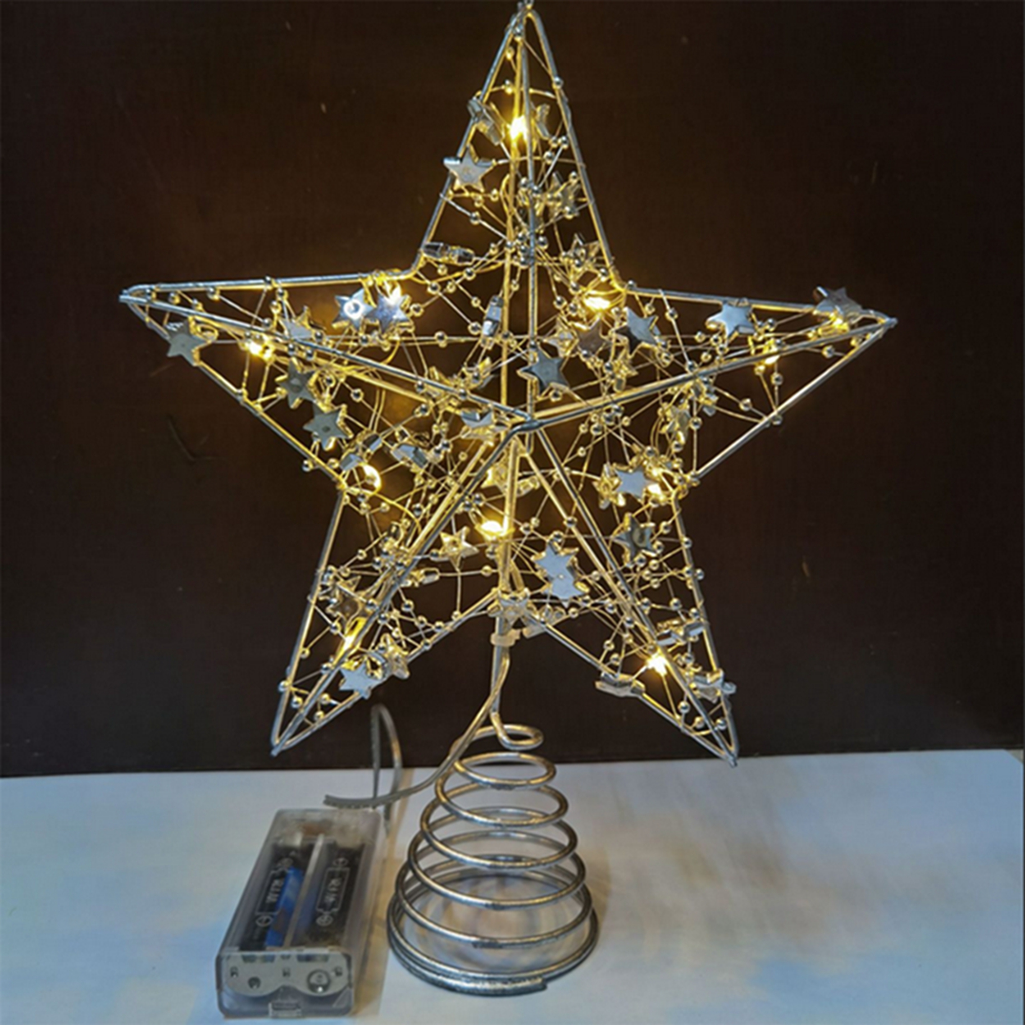 Christmas Star Tree Topper LED Christmas Tree Star Topper Beaded Tree Topper for Holiday Party