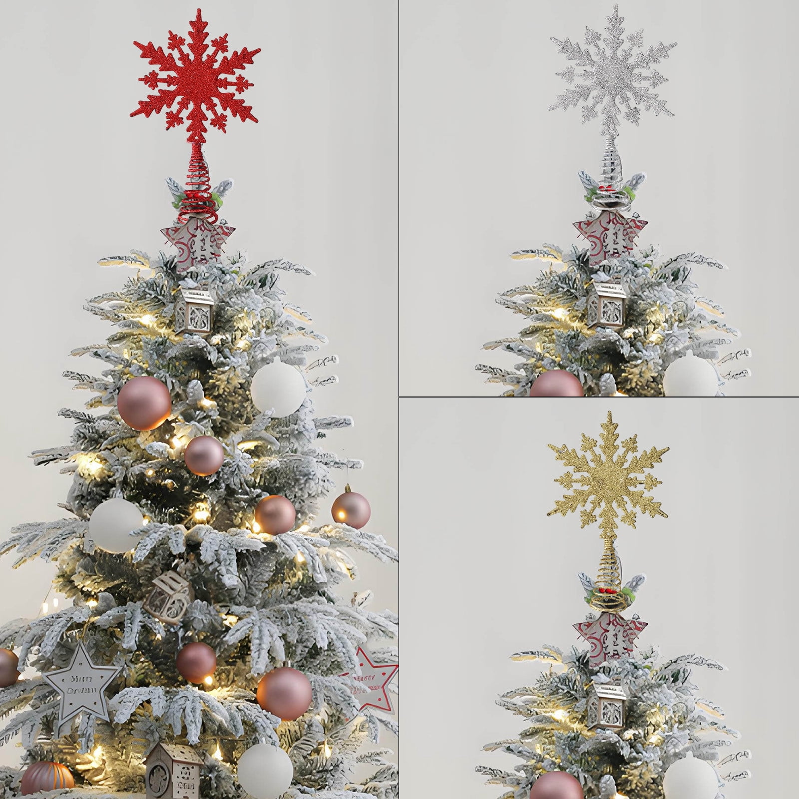 Christmas Star Tree Topper Star/Home Decor Ornaments Snowflake Tree Topper - Sparkling Gem Jewel Snowflakes Christmas Tree Toppers Xmas Holiday Trees Top Decoration Christmas Traditions