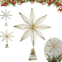 Christmas Star Tree Topper, Tall Led Lights Glitter Christmas Tree Decoration, Christmas Tree Topper,Light Up Star Tree Topper,Star Christmas Tree Top Decoration With Metal Hollow Design Lighting