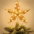 thumbnail image 1 of Christmas Star Tree Topper With LED Copper String Lights, Gold Hollow Glitter Decoration for Xmas New Year Holiday Decor, 1 of 8