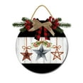 thumbnail image 1 of Christmas Stars Sign Front for Door Decoration, 11 in Round Wood Wreaths Wall Hanging Outdoor, Farmhouse, Porch, for Spring Summer Fall All Seasons Holiday Christmas, 1 of 5