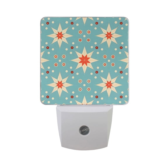 Christmas Stars and Dots Night Light 2 Pack LED Nightlight Plug into Wall Dusk to Dawn Sensor Soft White