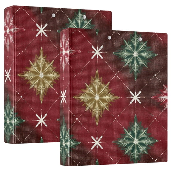 Christmas Stars in Green White Red Yellow Round Ring Binder 3 Rings 1.5 ...