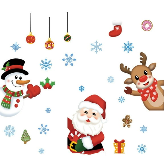 Christmas Static Cling Window Sticker Santa Claus Decorative Painting Double-Sided Electrostatic Glass Decor For Holiday Home Office Party Use 8X10In Lightweight