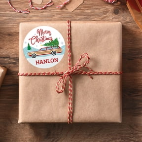 Christmas Station Wagon Personalized Gift Sticker Set