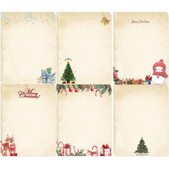 Christmas Stationery Paper 8.5 x 11 Inch Xmas Letterhead Decorative Paper - Christmas Holiday Letter Writing Paper Writing Paper Holiday Letterhead Letter to Santa
