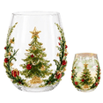 thumbnail image 1 of Christmas Stemless Wine Glasses 3D, Santa Snowman Christmas Tree Reindeer Pattern Crystal Drinking Cups, Christmas Decor Glassware for Wine Coffee Juice, Xmas Holiday Gift for Family(Christmas Tree), 1 of 9