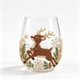 thumbnail image 1 of Christmas Stemless Wine Glasses, Sparkling Beaded Holiday Tumbler Cups, Festive Glassware Gift Set with Reindeer Design for Parties, 1 of 7