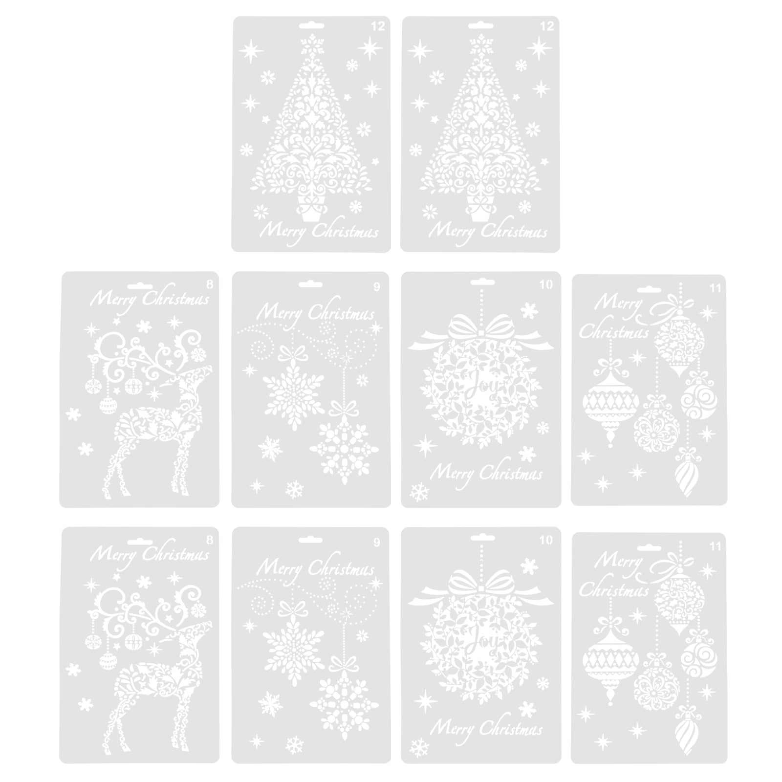 9PCS Christmas Stencils for Painting on Wood-Reusable Large Merry Grinchmas