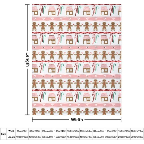 Christmas Stick Gingerbread Man Christmas Throw Blanket Soft Flannel Throw Blankets with Snowflake Santa Claus Pattern Cozy Blanket for Couch, Sofa and Bed Gifts for Xmas 40"x50"