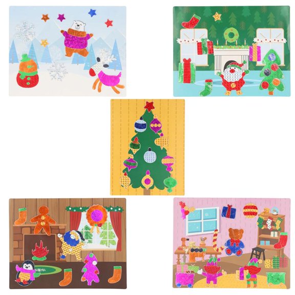 Christmas Sticker Scene Foil Art Craft Kit - Makes 5