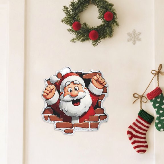 Christmas Stickers Home Decor Large 3D Visual Effect Break Through Walls Removable For Door Window Refrigerator