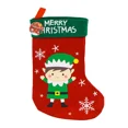 thumbnail image 1 of Christmas Stocking 13" Festive Elf Themed Red And Green Snowflake Free Shipping, 1 of 1
