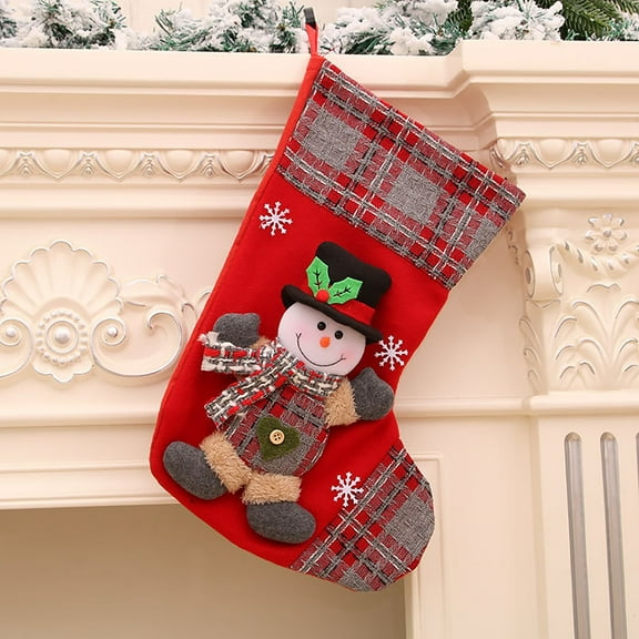 Christmas Stocking 14 Inch Santa Knit Hanging Sock for Fireplace Mantel, Large Gift & Candy Bag, Xmas Tree Decor, Holiday Home Office Decoration B