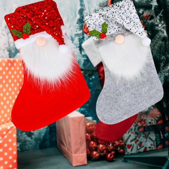Christmas Stocking, 3D Gnomes Santa Christmas Stockings Fireplace Hanging Stockings for Family Christmas Decoration Xmas Character Holiday Season Party Decor