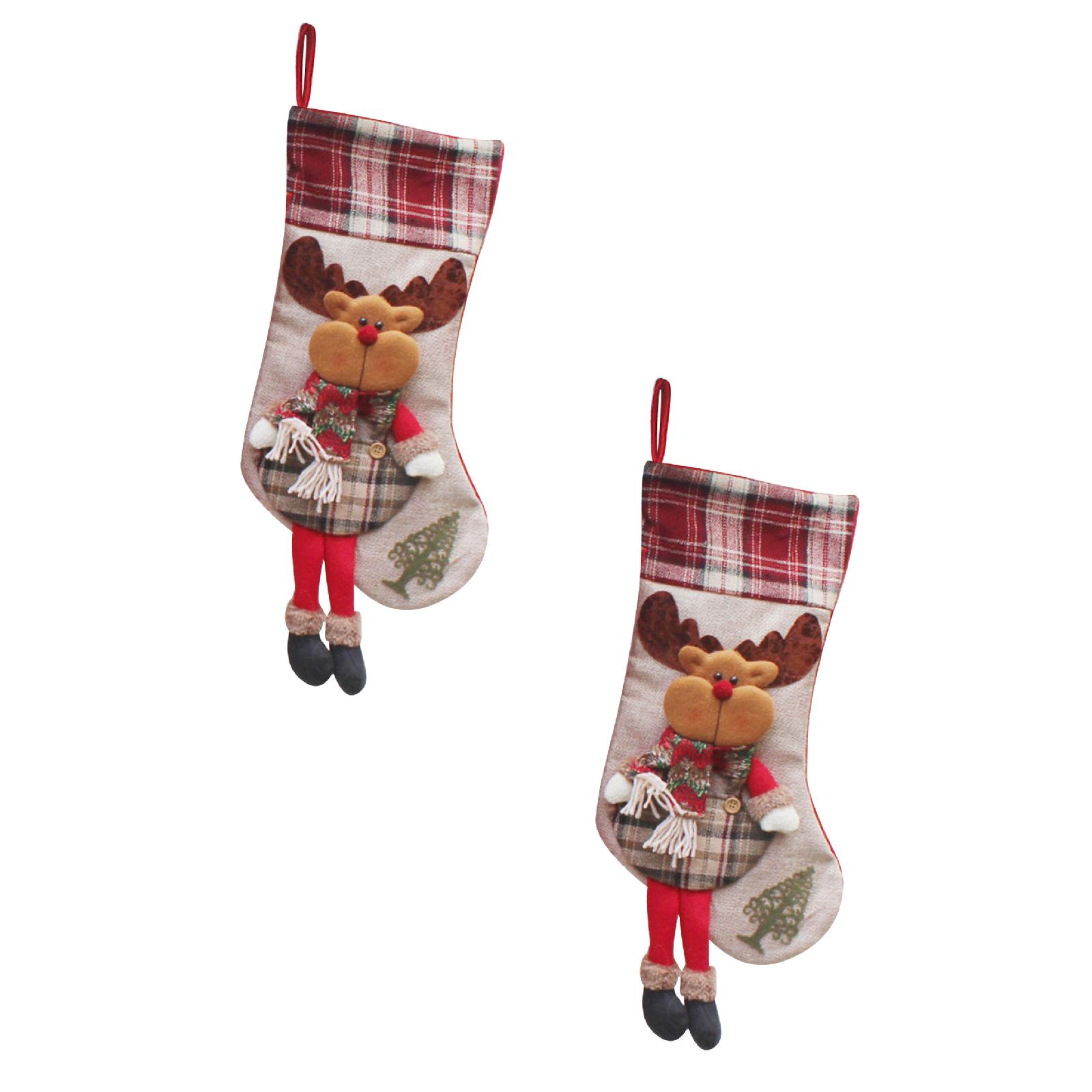 Christmas Stocking Big Xmas Stockings Decoration Santa Snowman Reindeer ...
