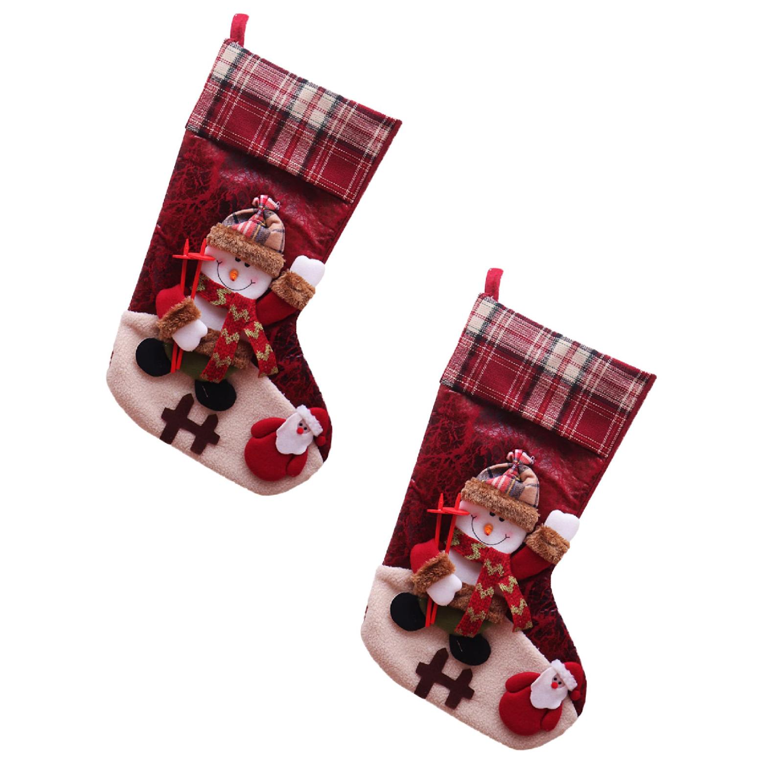 Christmas Stocking Big Xmas Stockings Decoration Santa Snowman Reindeer ...