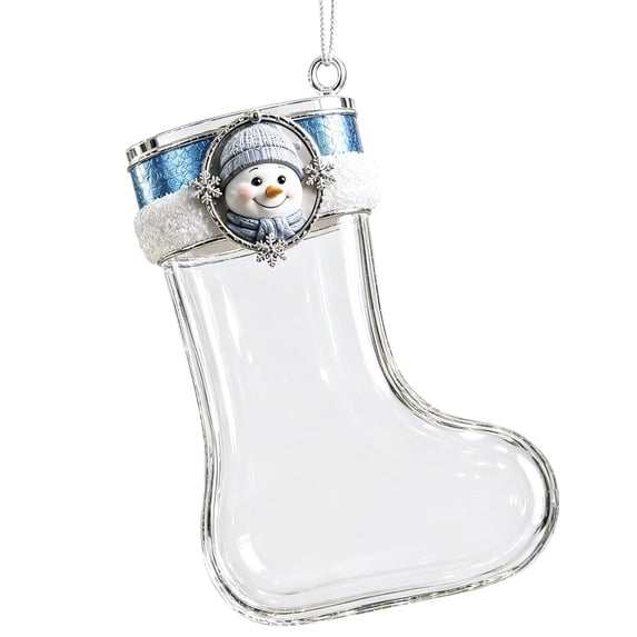 Christmas Stocking Candy Holder Ornament, 3.49-Inch Clear Acrylic Fillable Hanging Decor for Small Treats, Cash, Stocking Stuffers, Christmas Tree and Holiday Party