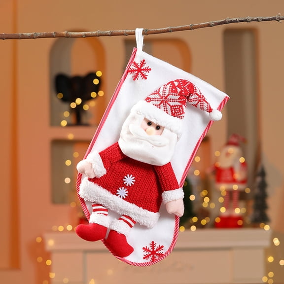 Christmas Stocking Charm Gift Stocking 18 inch Soft Cozy Faux Fur Classic Knit Christmas Stocking Personalized Xmas Hanging Decoration Home Farmhouse Fireplace Christmas Decor