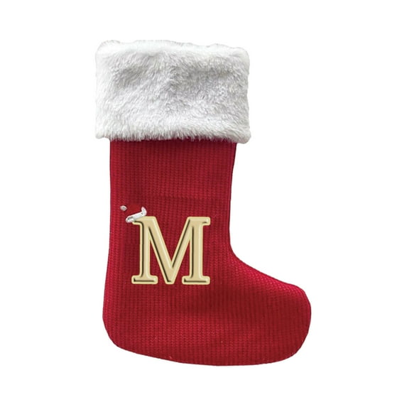 Christmas Stocking Charm Gift Stocking Embroidered Letter Cozy Classic Knit Christmas Stocking Personalized Xmas Hanging Decoration Home Farmhouse Fireplace Christmas Decor