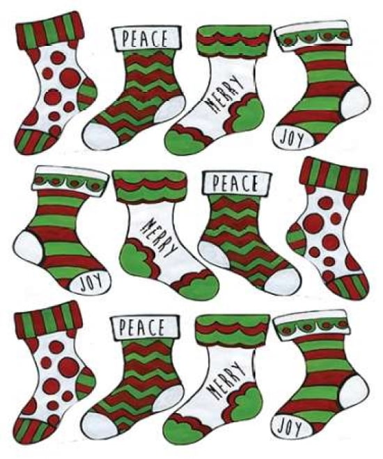 Christmas Stocking Cheer Pattern Canvas Art - Shanni Welsh (20 x 24)